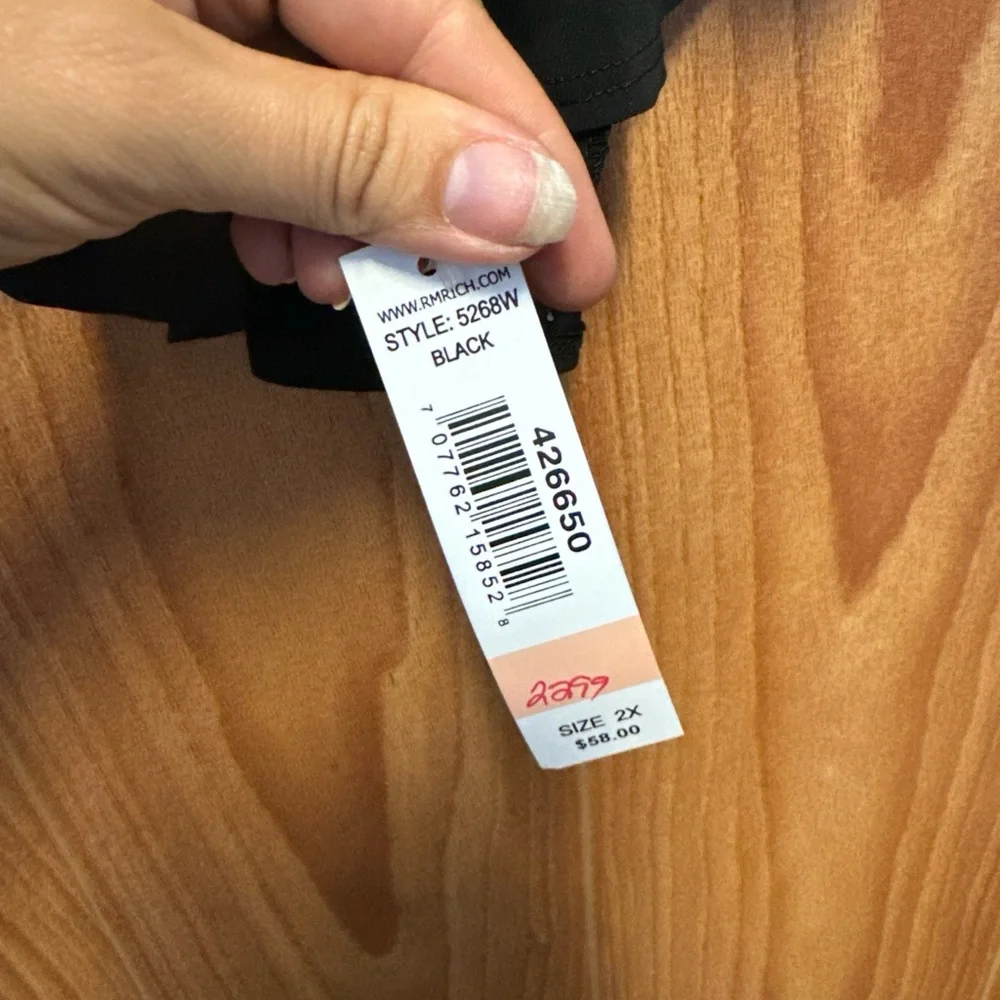 NEW R&am Richard’s Black 3/4 Bell Sleeve Open Cardigan Plus Size 2X NWT - Picture 4 of 5